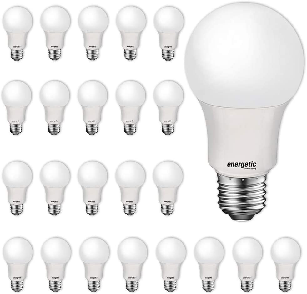 Energetic 24 Pack LED Light Bulbs, 60 Watt Equivalent A19 LED Bulb, Soft White 2700K, Non-Dimmable, E26 Base, UL Listed, 15000 Hrs, Standard Light Bulbs