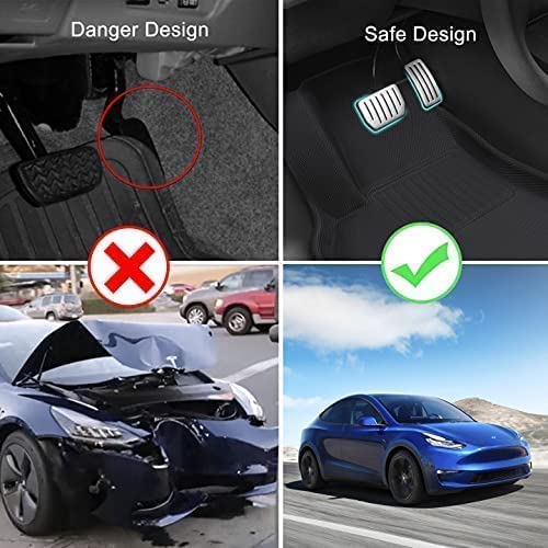 Floor Mats for Tesla Model Y 2021 2022 Accessories Custom Fit TPE Car Floor Liners Cargo Tray Trunk Waterproof Floor Mats Black Snowproof(1st & 2nd Row, Black)