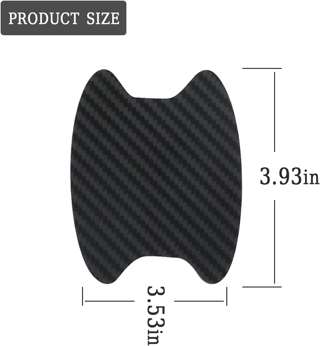 4PCS Car Door Handle Sticker, Carbon Fiber Anti-Scratches Car Door Cup Protector, Non-Marking Auto Door Handle Protective Film, Universal for Most Car Handles (Black)