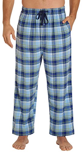 Sleepwear Mens Flannel Pajama Pants, Long 100% Cotton Pj Bottoms