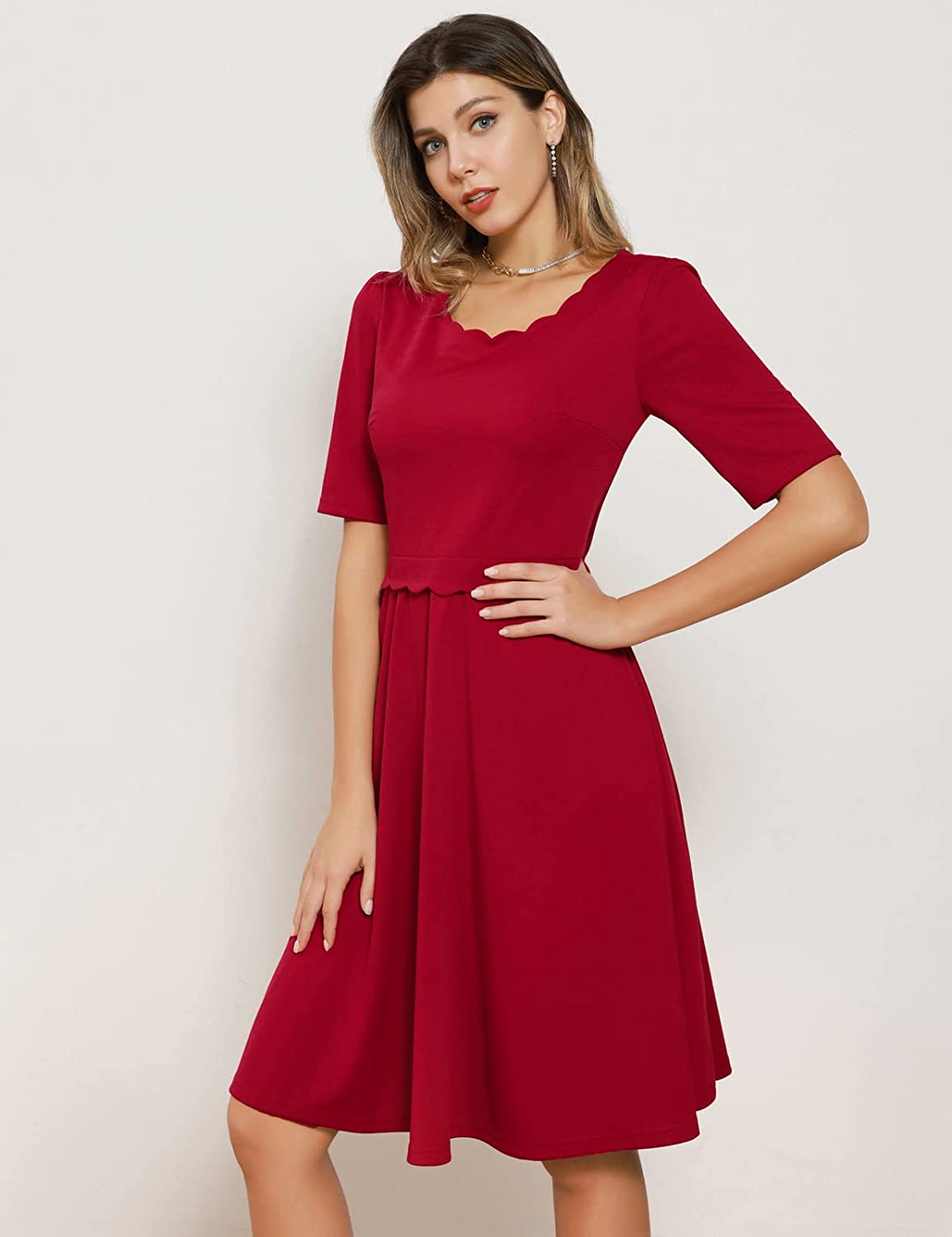Women's Cocktail Dresses A-Line Midi Dress for Wedding Guest Party Formal