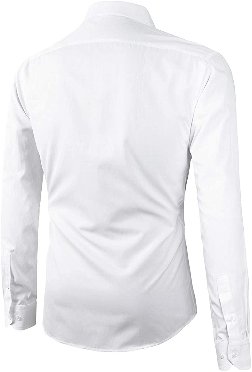 Slim Fit Solid Point Collar Button Down Dress Shirt