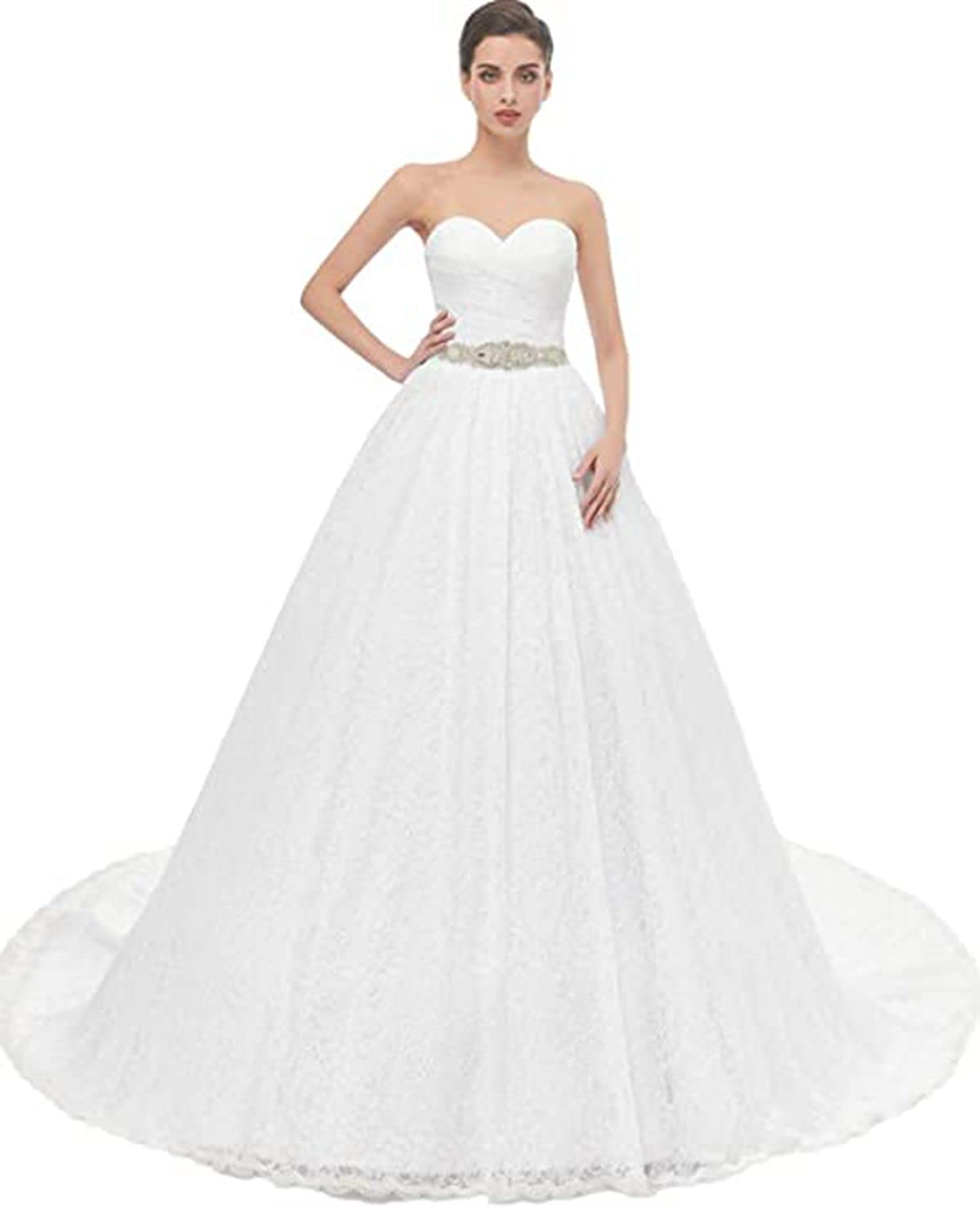 Women's Ball Gown Lace Bridal Wedding Dresses