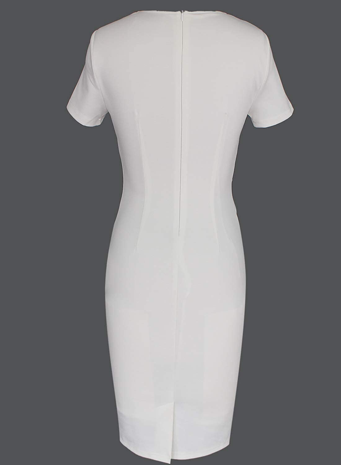 Womens Elegant Crew Neck Patchwork Pleated Work Business Office Casual Dress