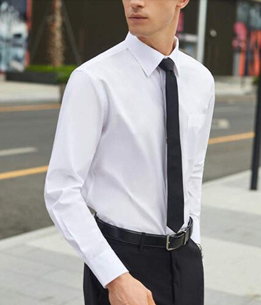 Slim Fit Solid Point Collar Button Down Dress Shirt