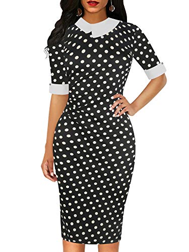 Women's Retro Bodycon Knee-Length Formal Office Dresses Work Pencil Dress OX276