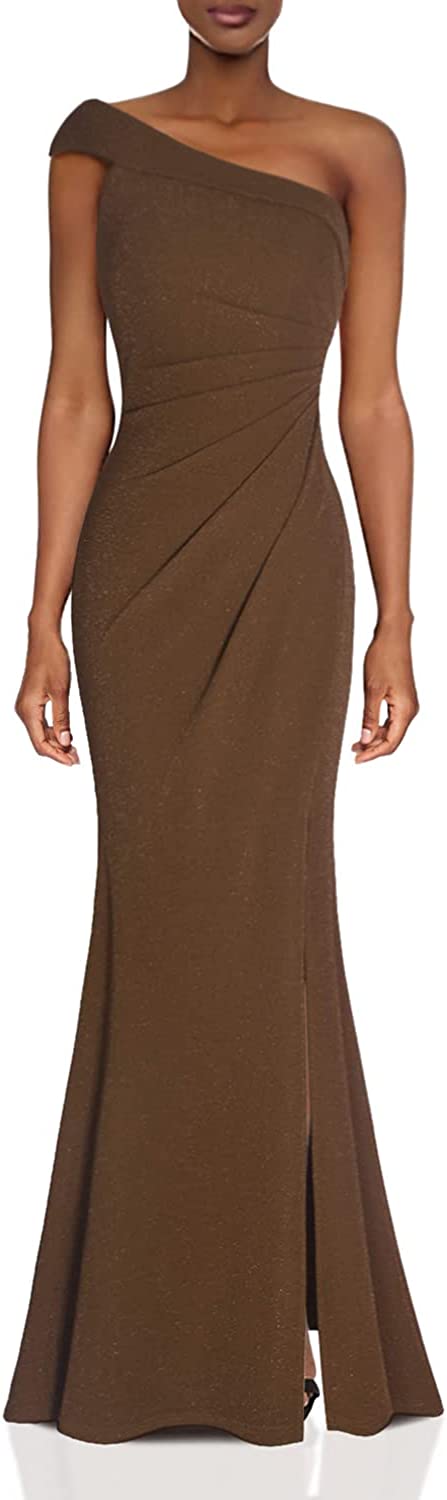 Women's Ruched One Shoulder Side Split Evening Party Dress