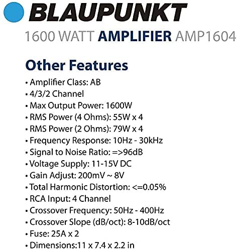 1600W 4-Channel, Full-Range Amplifier AMP1604