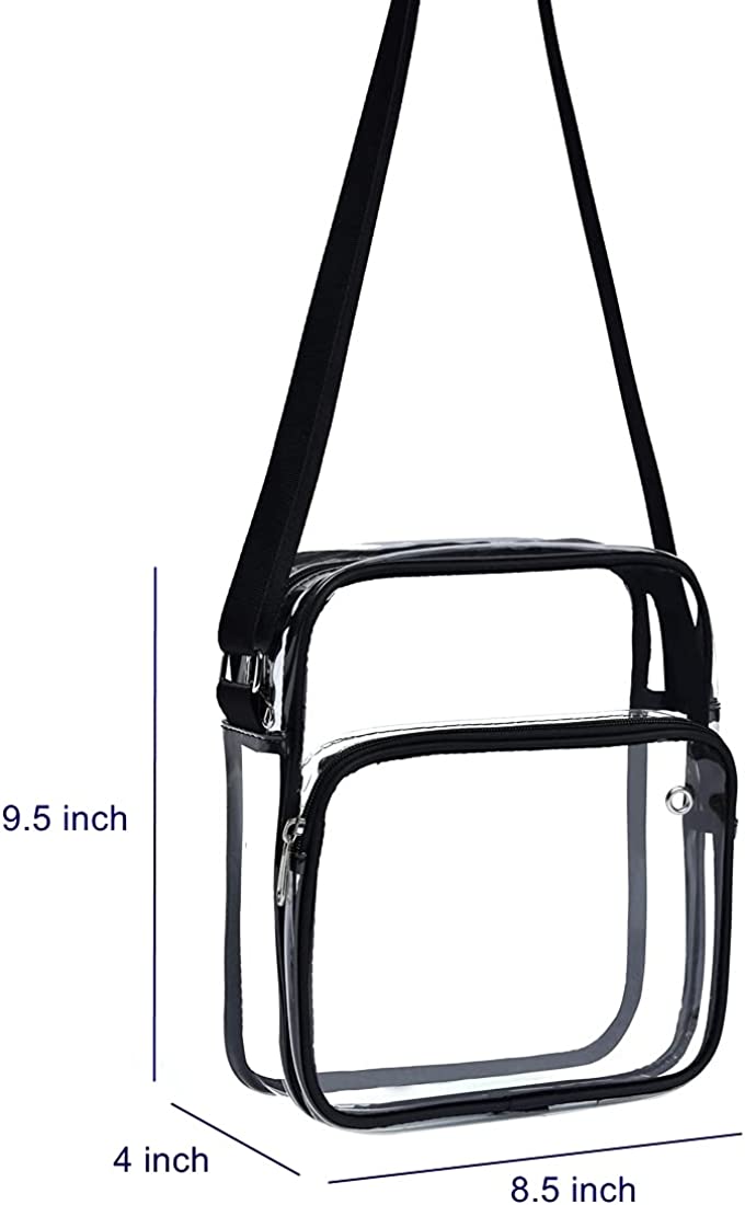 Clear Crossbody Messenger Shoulder Bag Stadium Approved Transparent Purse Suitable for Work Concert Sports