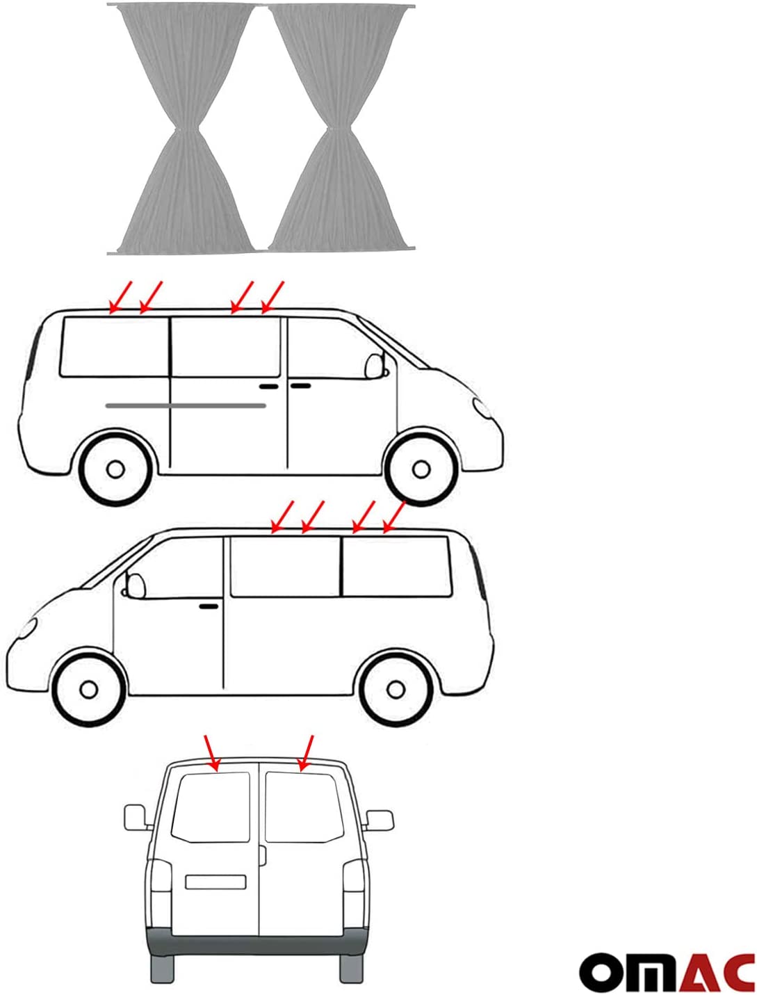 Car Side Window Sun Shades Van Curtain Kit Fits MB Sprinter 2006-2018 Long Wheelbase / Barn Door | UV Protection Curtain Vehicle Slidable Retractable 14 pcs (Single Sliding Door, Gray)