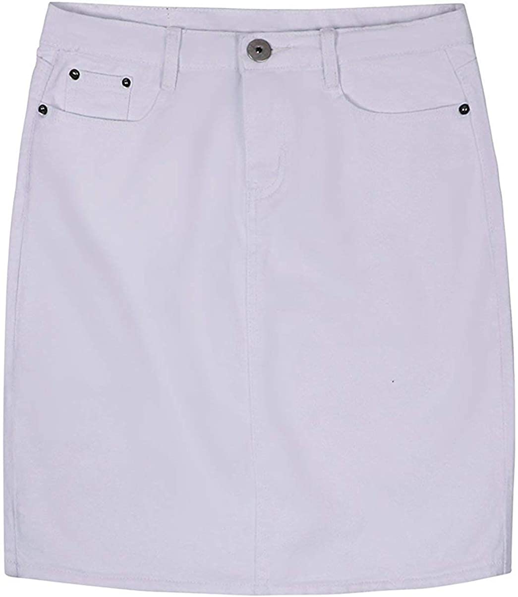 chouyatou Women's Basic Five-Pocket Rugged Wear Denim Pencil Skirt with Slit