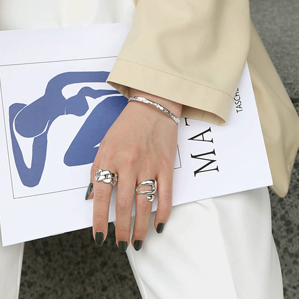 Adjustable Sterling Silver Rings 925 Double Lines Shape Personality Ring Fine Jewelry for Women Party Accessories
