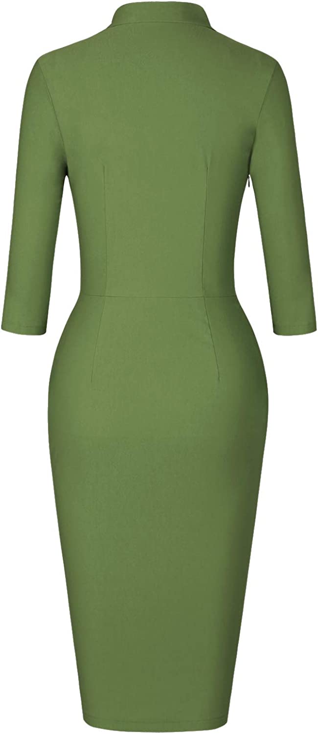 Women's Classic Vintage Tie Neck Formal Cocktail Dress with Pocket
