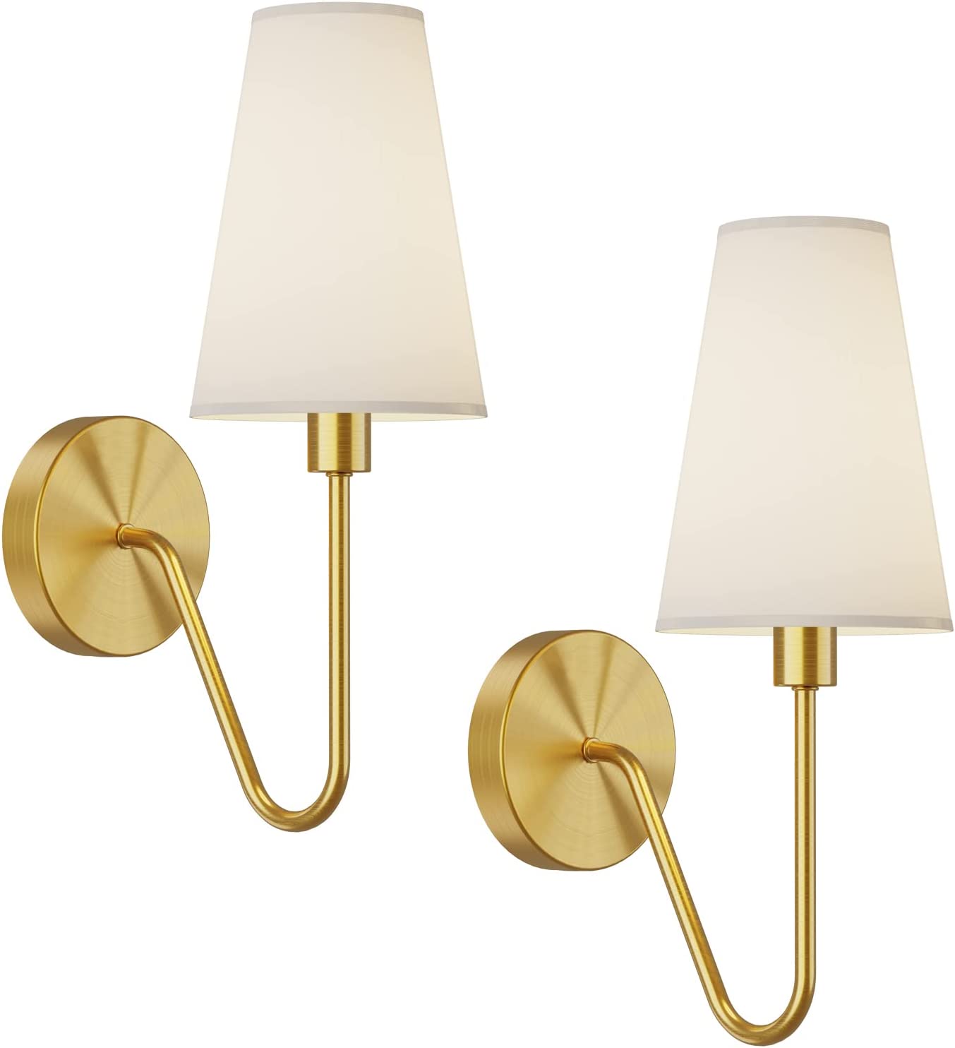 Electro bp;Double Head Classic 2 Lights Wall Sconces Lighting Fixture Black with Beige White Linen Fabric Lamp Shades E12 80W Hardwire;