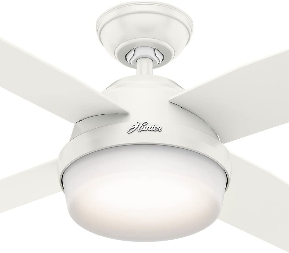 Hunter Dempsey Indoor Ceiling Fan with LED Light and Remote Control, 44", White