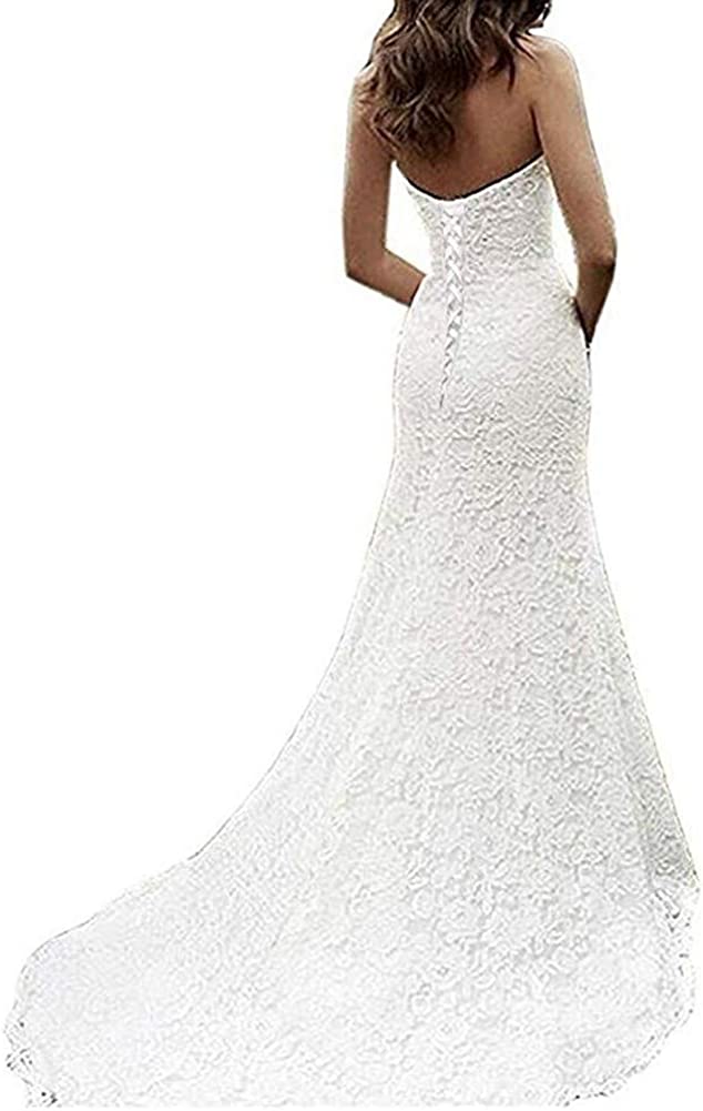 Women's Sweetheart Full Lace Beach Wedding Dress Mermaid Bridal Gown