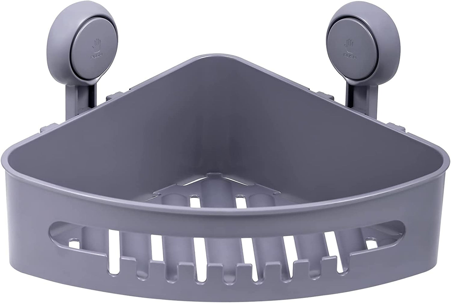 Suction Corner Shower Caddy Corner Shower Shelf Shower Basket Wall Mounted Shower Holder Organizer for Shampoo, Plastic White Shower Suction Caddy for Kitchen & Bathroom, Drill-Free Removable