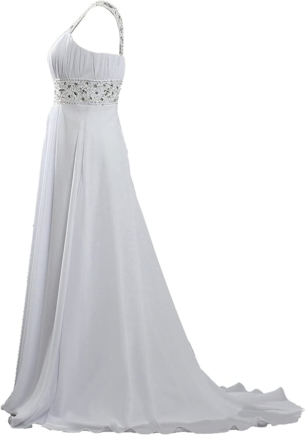 Women's Lace Chiffon Beach Wedding Dresses for Bride 2022 with Sleeves Long Bridal Gown