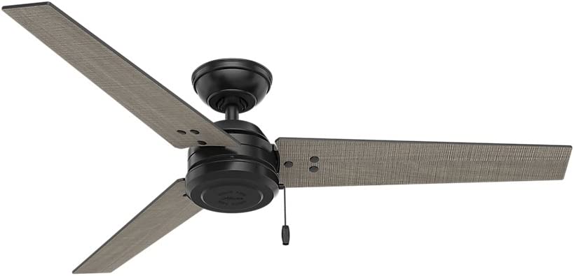 Hunter Cassius Indoor / Outdoor Ceiling Fan with Pull Chain Control, 52", Matte Black