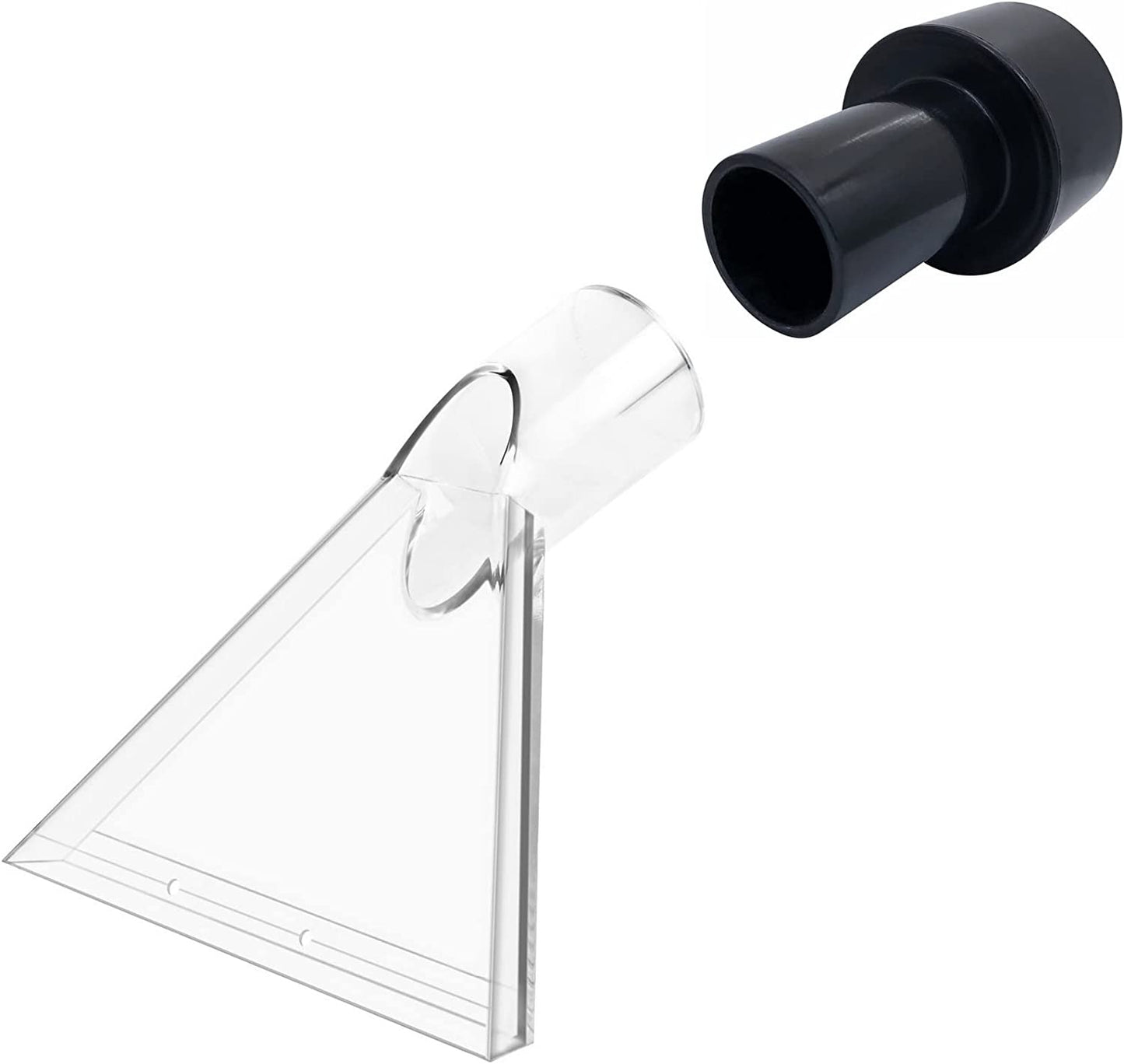Happy Tree See-Through Wand Clear Head Large with 2-1/2" to 1-1/2" Reducer for Upholstery/Carpet Cleaning, Turn Wet-Dry Vac into an Extractor, Detailing Hand Tool for Portable Extractor & Truck Mount
