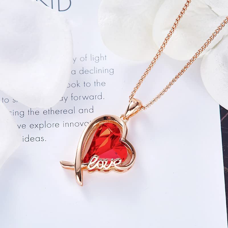 Love Heart Pendant Necklaces for Women,Gifts for Women,Rose Gold Plated Crystal Necklaces for Mother's Day/Valentine’s DayBirthday/Anniversary Day/Party