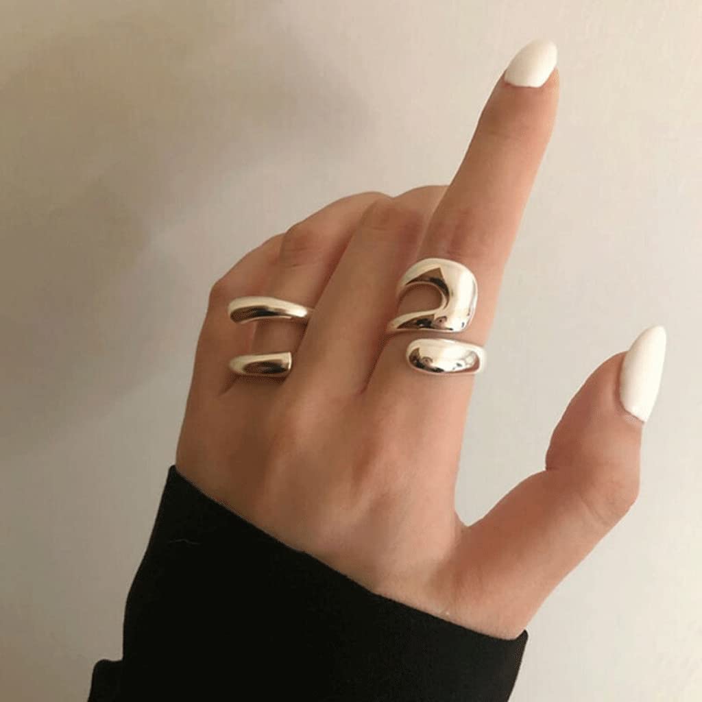 Adjustable Sterling Silver Rings 925 Double Lines Shape Personality Ring Fine Jewelry for Women Party Accessories