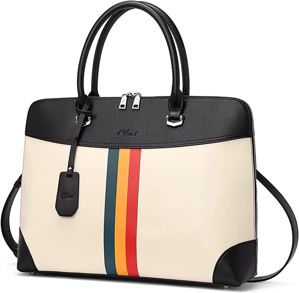 Leather Briefcase for Women 15.6 Inch Laptop Business Vintage Slim Ladies Shoulder Bag