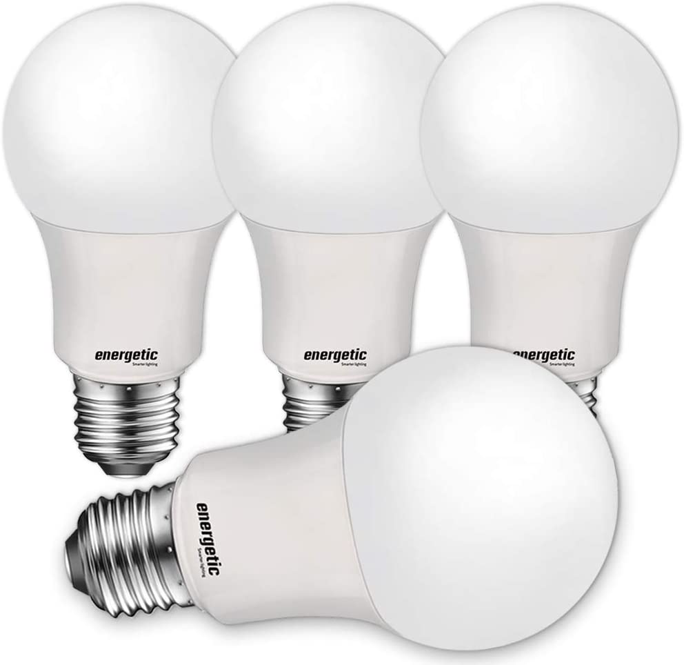 40W Equivalent A19 LED Light Bulb, Soft White 2700K, UL Listed, E26 Standard Base, Non-Dimmable LED Light Bulb, 4 Pack, Energetic