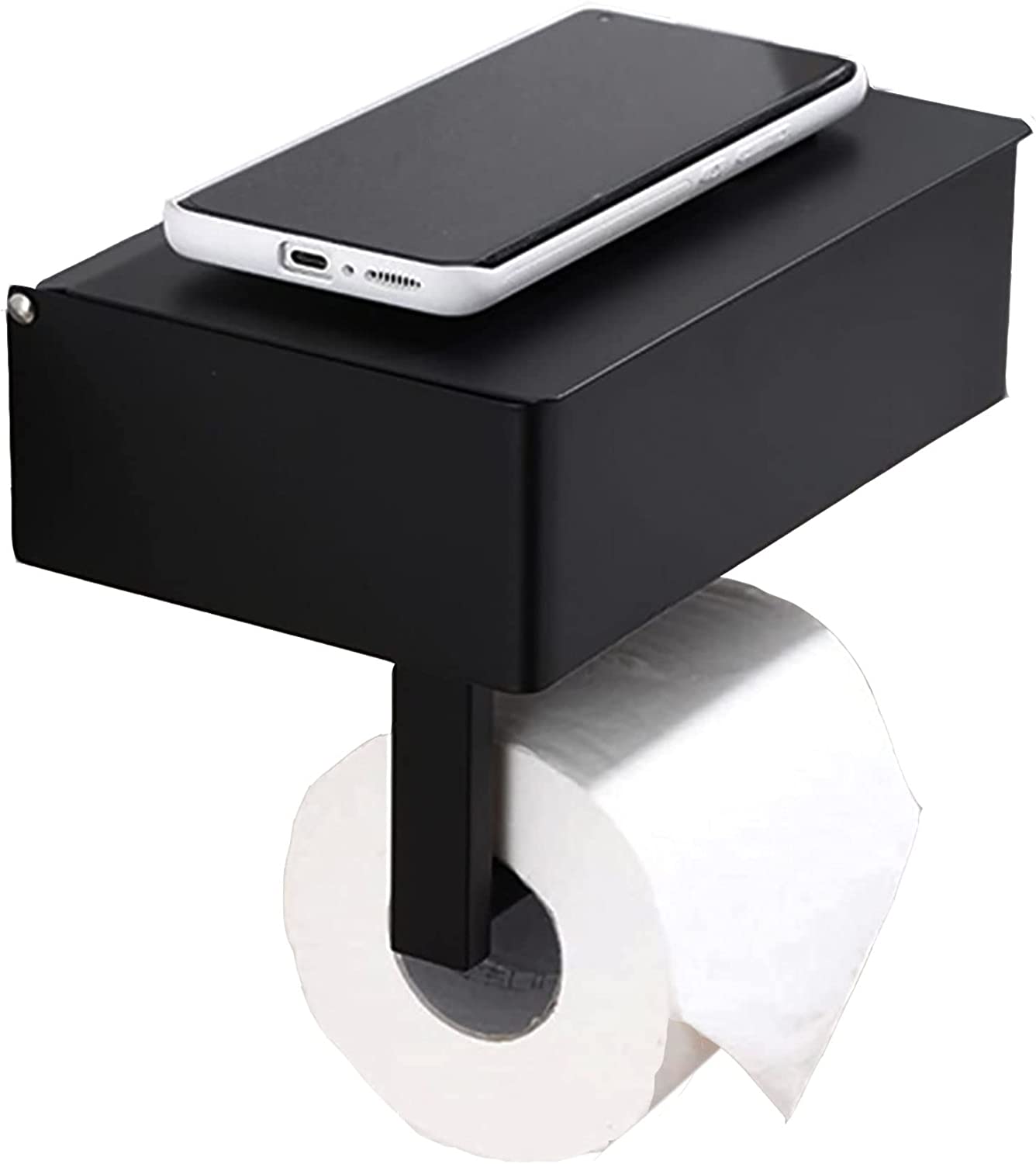 Toilet Paper Holder with Shelf and Storage,YIDATIKER Stainless Steel Wall Mounted Toilet Paper Holder for Bathroom