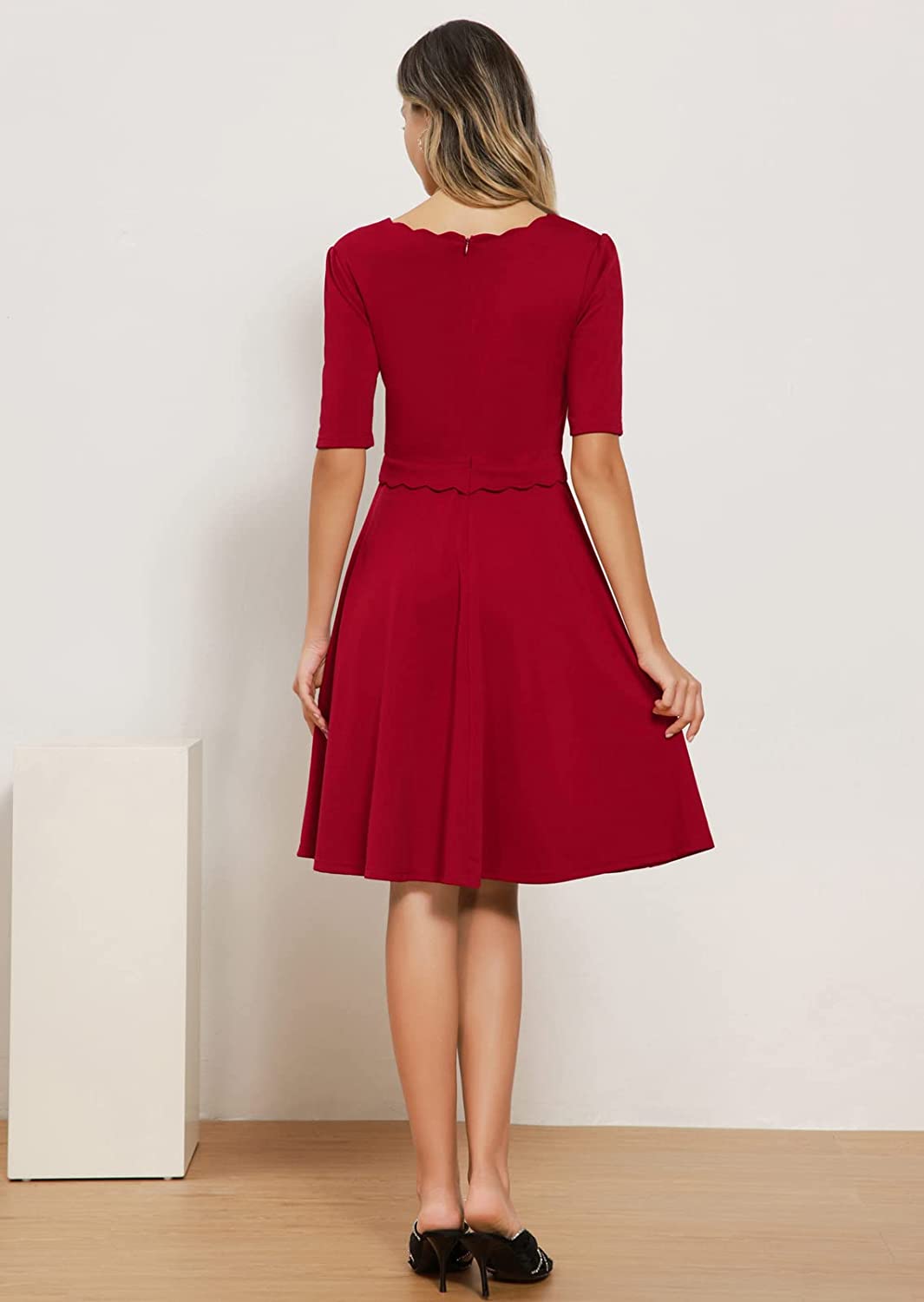 Women's Cocktail Dresses A-Line Midi Dress for Wedding Guest Party Formal
