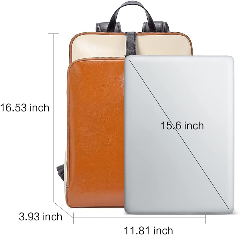 Womens Backpack Purse Leather 15.6 Inch Laptop Travel Business Vintage Large Shoulder Bags