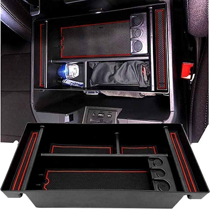 Center Console Organizer Tray fits for 2019-2022 GMC Sierra/Chevy Silverado 1500 Accessories 2020-2021 2022 Chevy Silverado/GMC Sierra 2500 HD/3500 HD -Full Center Console Models Only(Black)