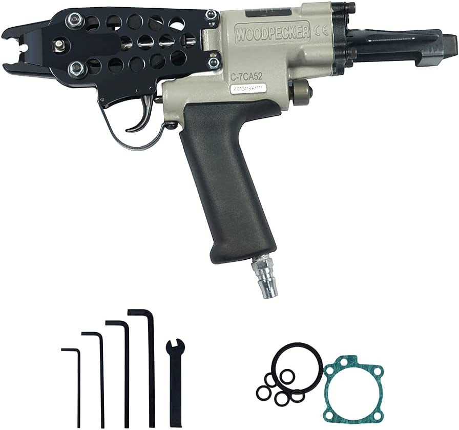 Guage Pneumatic Hog Ring Gun, 4.8mm Closure Diameter, 3/4-Inch Crown Hog Ring Staples, Air Hog Ring Plier Tool Power C Ring Gun for Fencing, Cages Making
