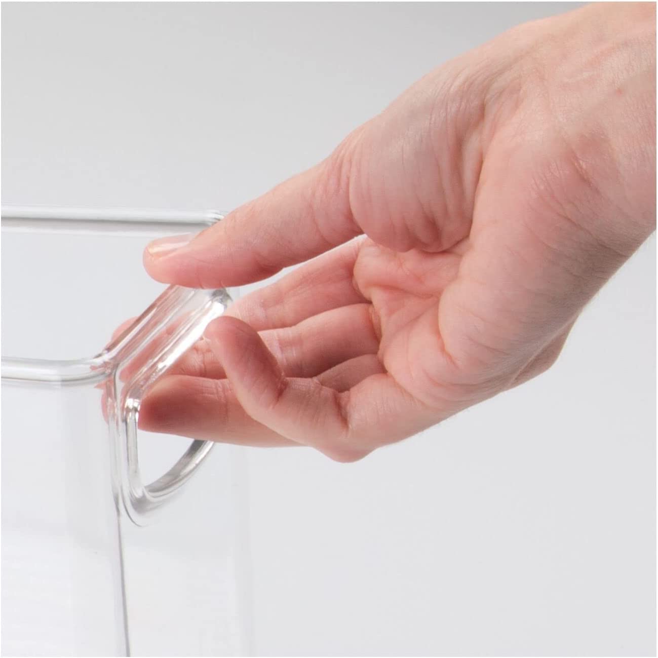 mDesign Plastic Bathroom Organizer - Storage Holder Bin with Handles for Vanity, Cupboard, Cabinet Shelf, Linen or Hallway Closets, Holds Styling Tools, Beauty Products, or Toiletries - 2 Pack - Clear