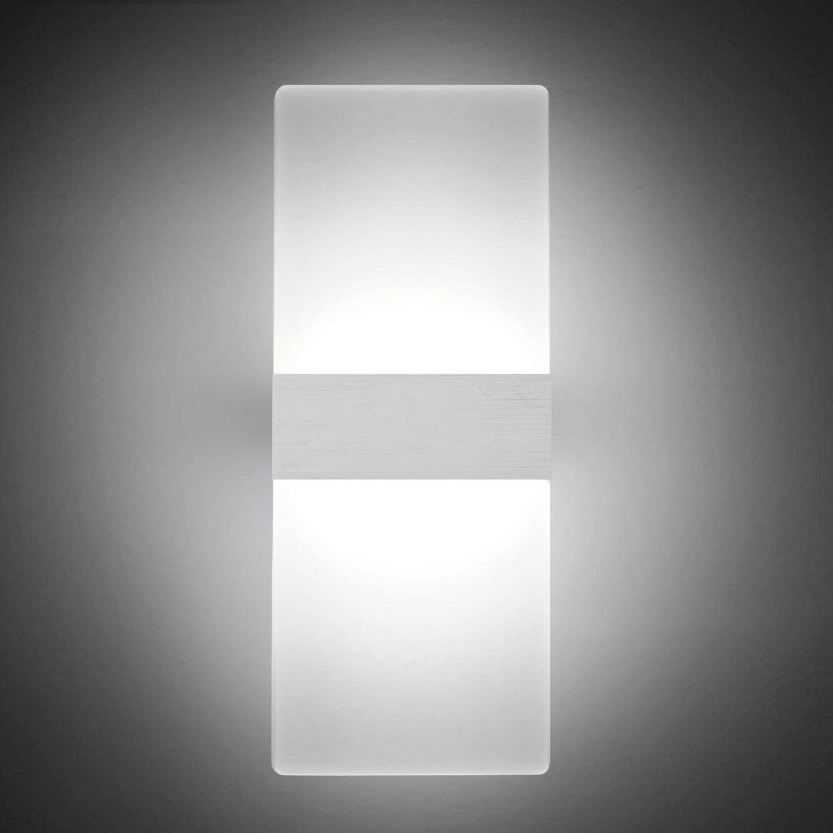 Modern Wall Sconce 12W, Set of 2 LED Wall Lamp Cool White Acrylic Material Hardwired Wall Mounted Wall Lights