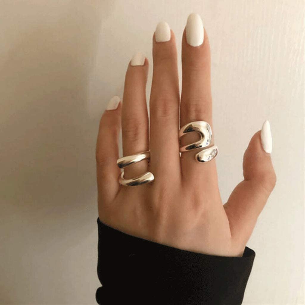 Adjustable Sterling Silver Rings 925 Double Lines Shape Personality Ring Fine Jewelry for Women Party Accessories