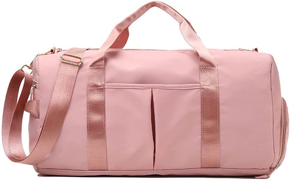 Small Gym Bag for Women and Men, Workout Bag for Sports and Weekend Getaway, Waterproof Dufflebag with Shoe and Wet Clothes Compartments (Beige)