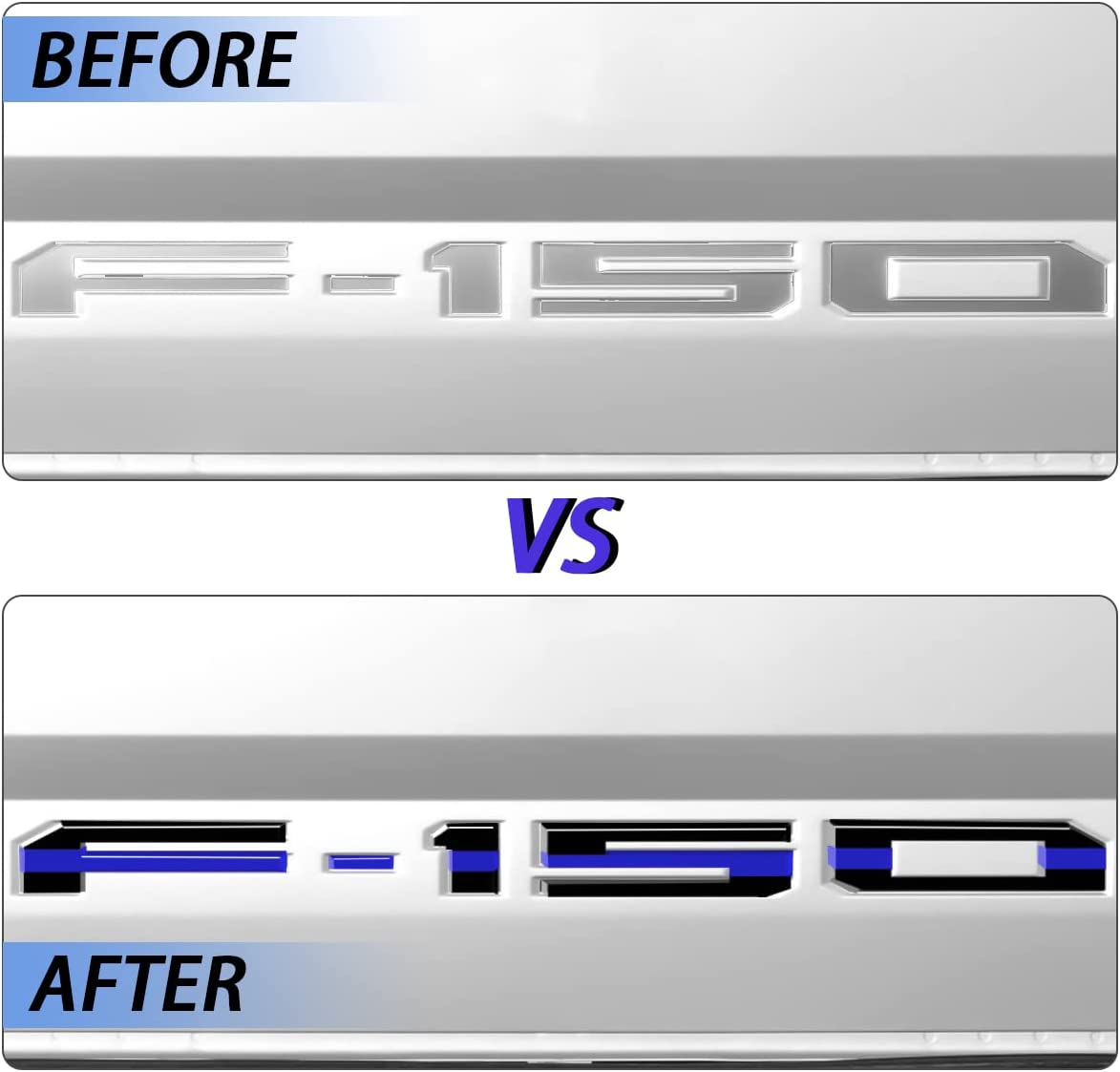 Insert Letters Compatible for F15o 2021 2022 3M Adhesive & 3D Raised Tailgate Decal Letters(Blue Black)