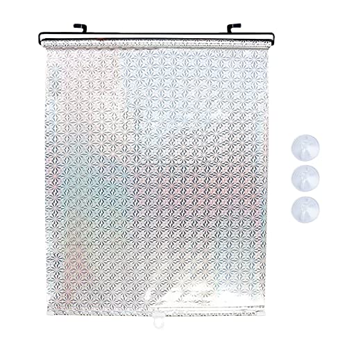 Car Or Room Retractable Blinds Automatic Retractable Heat Insulation Curtain for Car Retractable Heat Insulation Sunshade White and Black Curtain (A, One Size)