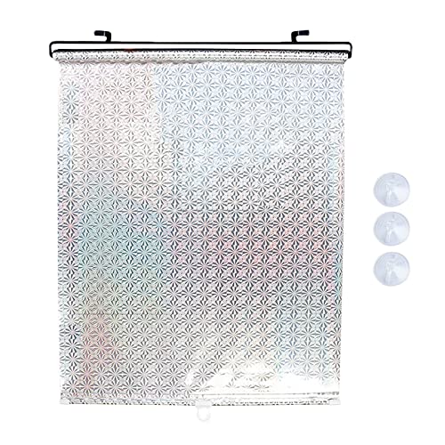 Car Or Room Retractable Blinds Automatic Retractable Heat Insulation Curtain for Car Retractable Heat Insulation Sunshade White and Black Curtain (A, One Size)