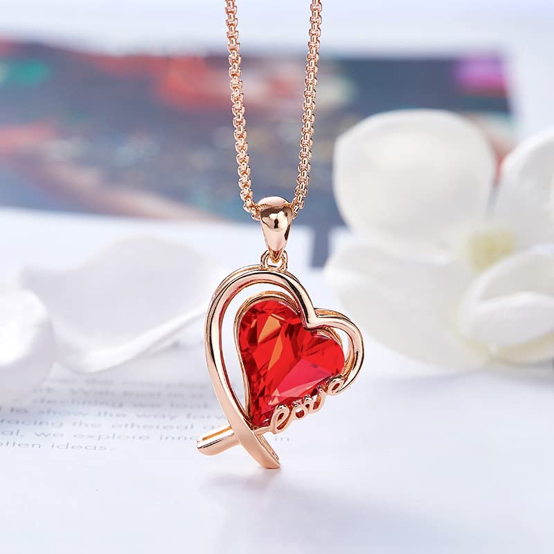 Love Heart Pendant Necklaces for Women,Gifts for Women,Rose Gold Plated Crystal Necklaces for Mother's Day/Valentine’s DayBirthday/Anniversary Day/Party