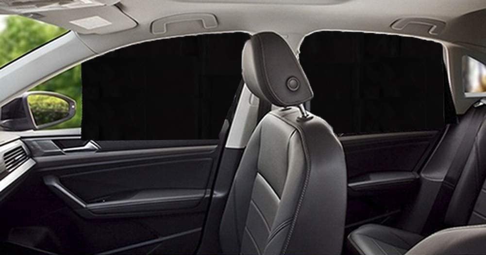 Detachable Adhesive Curtain for Cars Affixing Removable Adhesive Tape Privacy Protection Direct Sunlight UV Protection Light-Shielding Fabric (25.5 x 17.7 inch, Black)