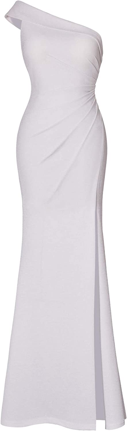 Women's Ruched One Shoulder Side Split Evening Party Dress