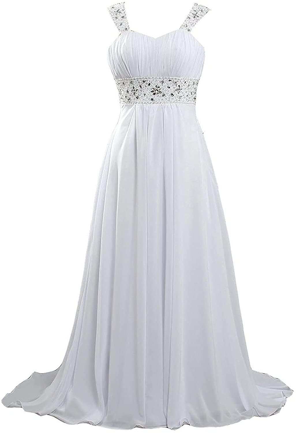 Women's Lace Chiffon Beach Wedding Dresses for Bride 2022 with Sleeves Long Bridal Gown