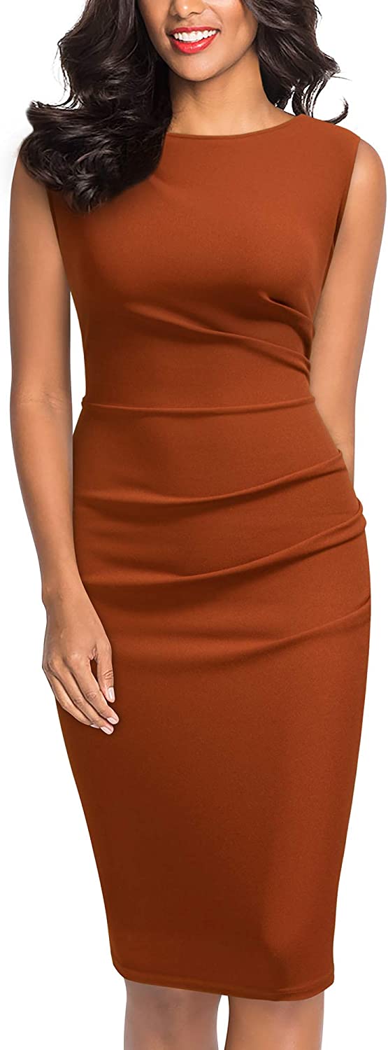 Women's Retro Ruffle Style Slim Work Pencil Dress
