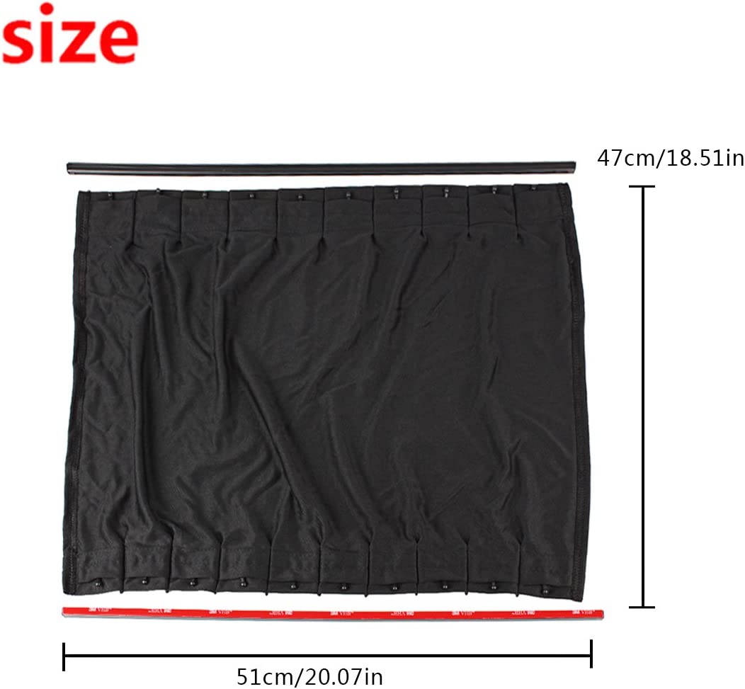 Car Window Curtain Sunshade UV Protection 50L, 2 Pieces PBCL-02 (Black)