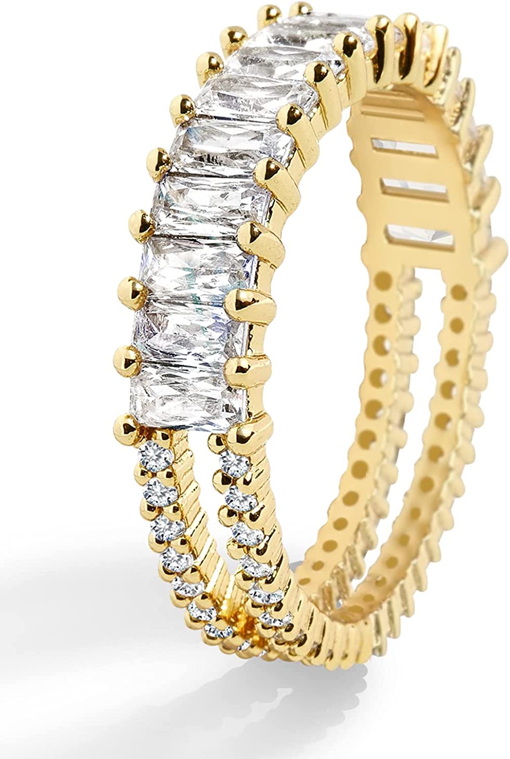 Fashion Classic 18K Gold Plated Titanium Steel Women Stacking Ring Best Gifts Couples Valentine's Day