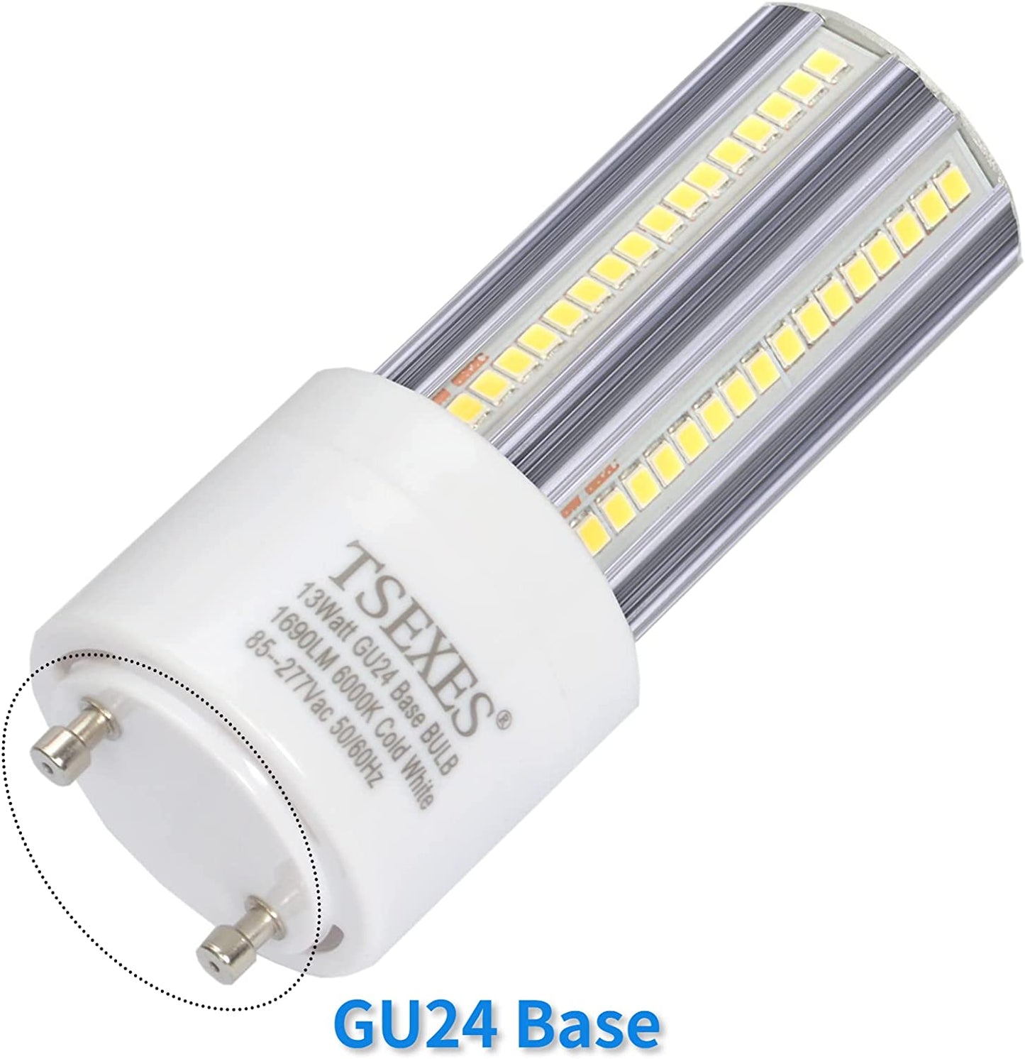 Upgrade Gu24 Light Bulb 13W,6000K Cold White, Replacement 23W 2 Prong T2 Spiral CFL Bulb/Compact Fluorescent,Pack of 2