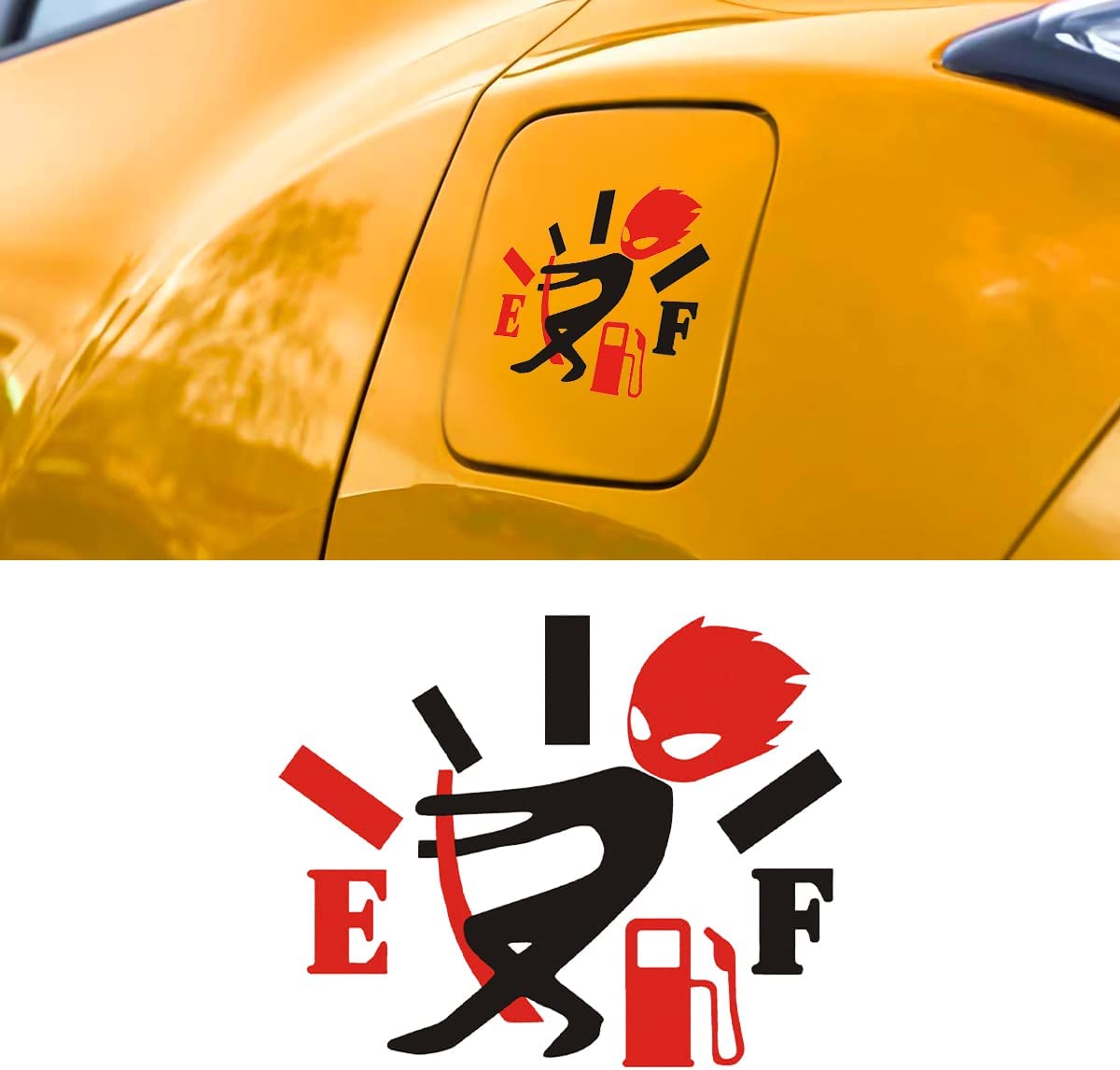 2PCS Funny Car Stickers, Angry Boy Fuel Gauge Empty Stickers, High Gas Consumption Vinyl Decal, Funny Fuel Tank Cover Stickers for Women Men, Fit Cars, Trucks, SUV, Motorcycles (Red/Boy)
