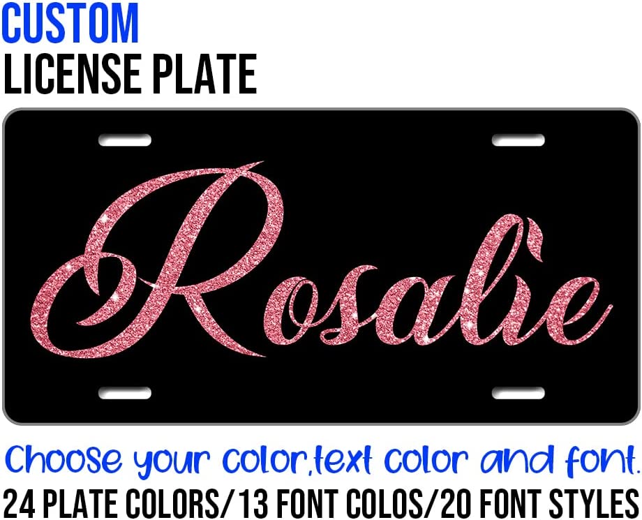 Custom License Plate Cover - Hot Glitters Bling Style Text Name Initial Monogram License Plate Covers - Message Personalized Design License Plate, Customized Auto Car Tag Front Sign Plates 6x12 inches